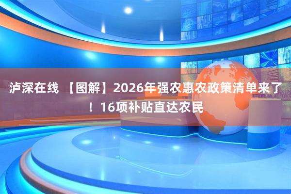 泸深在线 【图解】2026年强农惠农政策清单来了！16项补贴直达农民